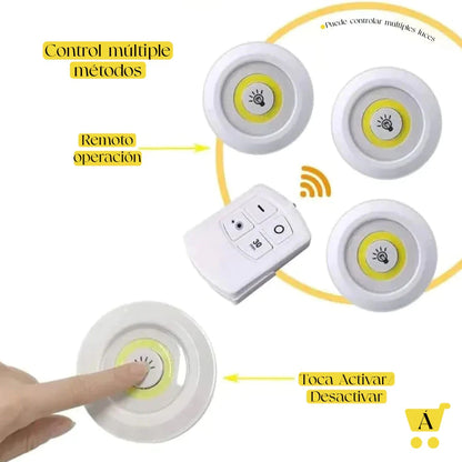 SET DE 3 LUCES LED ECOLUZ + CONTROL REMOTO ¡GRATIS!