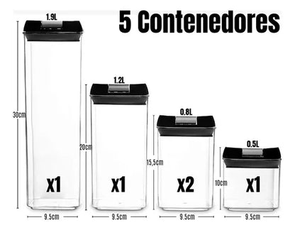 FreshSeal™ - SET DE 5 ORGANIZADORES HERMÉTICOS DE COCINA